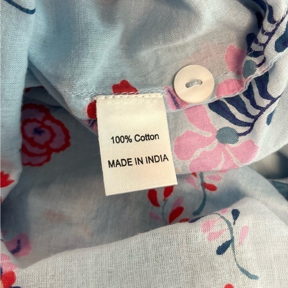 BANJANAN Santos Top in Misty Floral Blue Puff Sleeve Flowers Medium - Picture 7 of 7